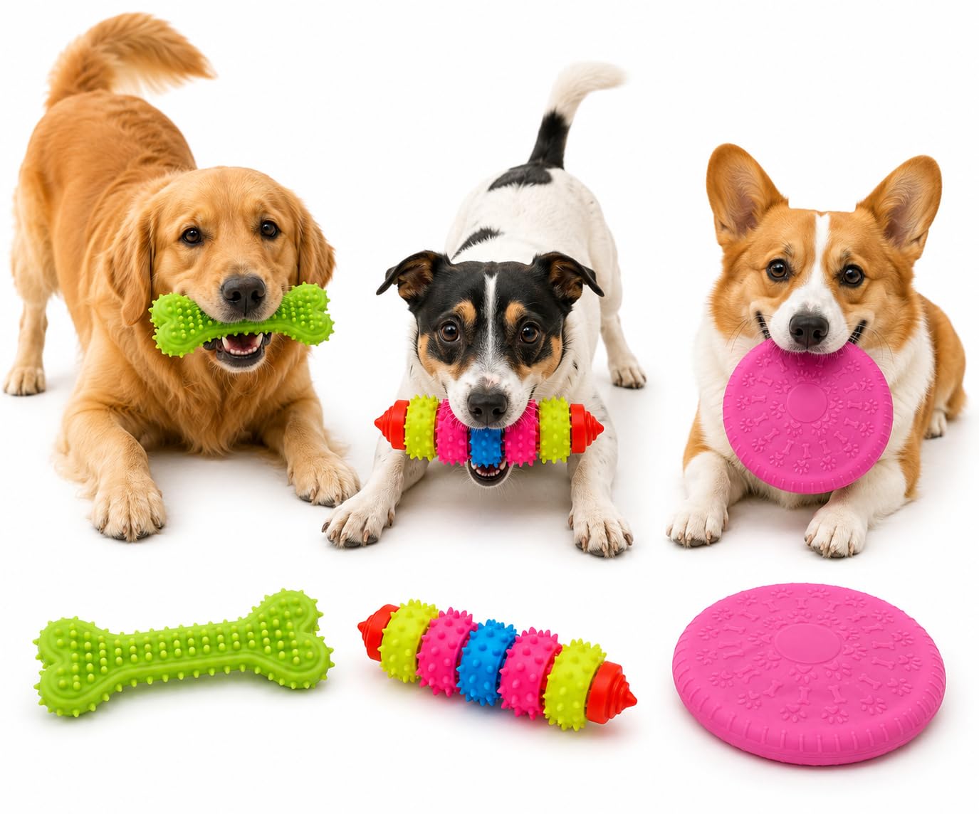 Yadava Rubber Toys For Dogs | Silicone Chew Bone For Dogs | Flying Disc | Teething, Biting Toys | Rubber Chew  Interactive Pet 