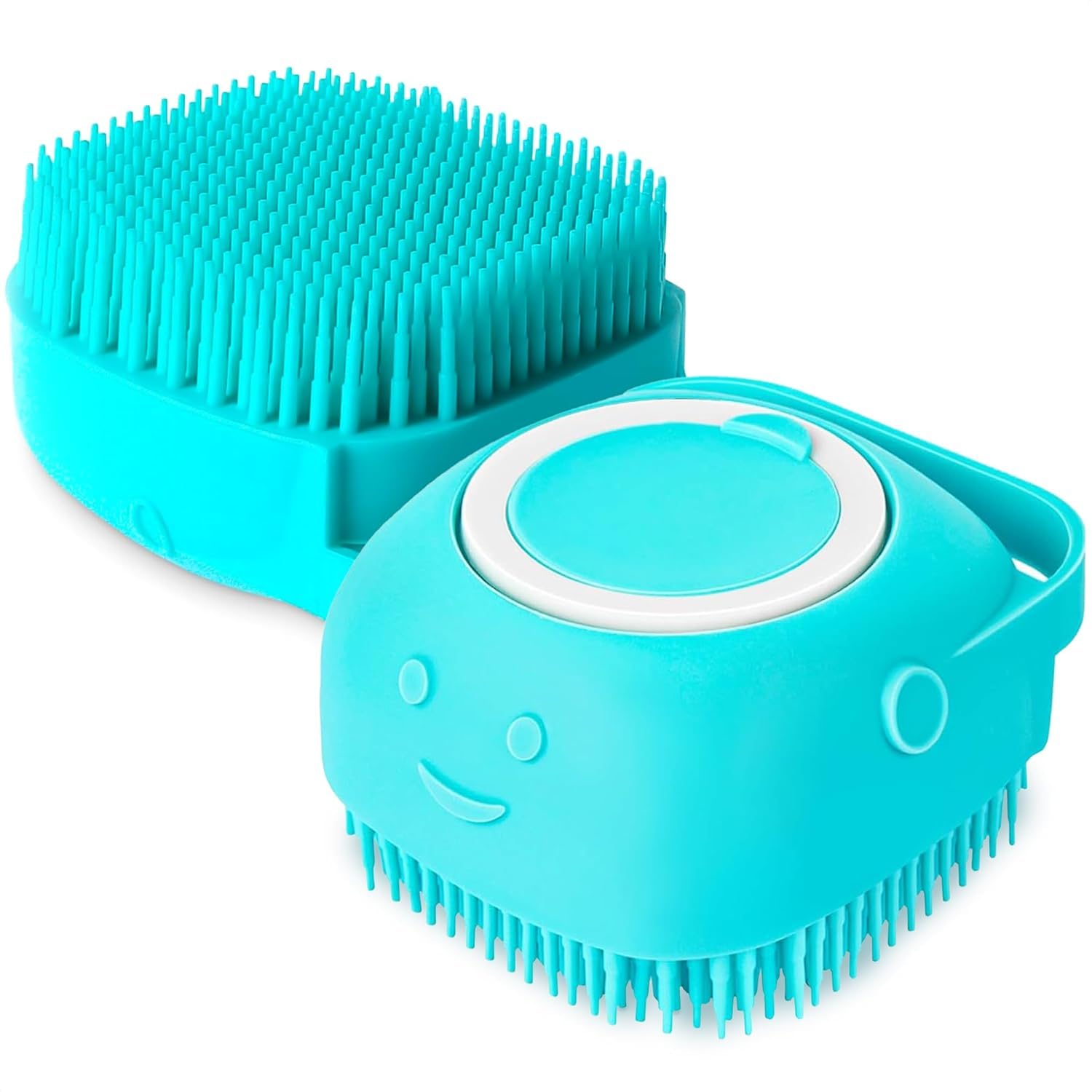 Keli Silicone Massage Bath Scrubber Brush For Men Women Kids, Dog Grooming Shampoo Brush With Dispenser Soft Silicone Bristle Fo