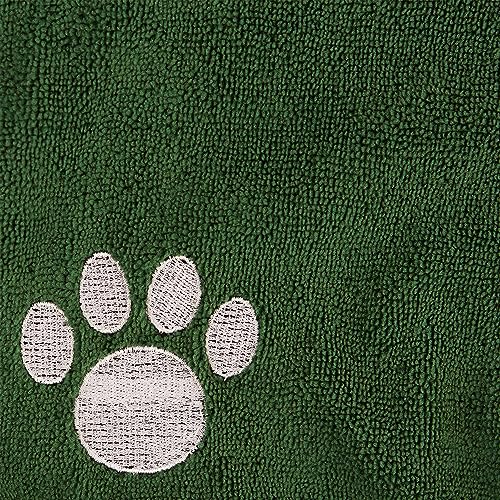 Bone Dry Pet Robe Collection Embroidered Absorbent Microfiber Bath Robe With Adjustable Closure, For Dogs & Cats, Large, Hunter
