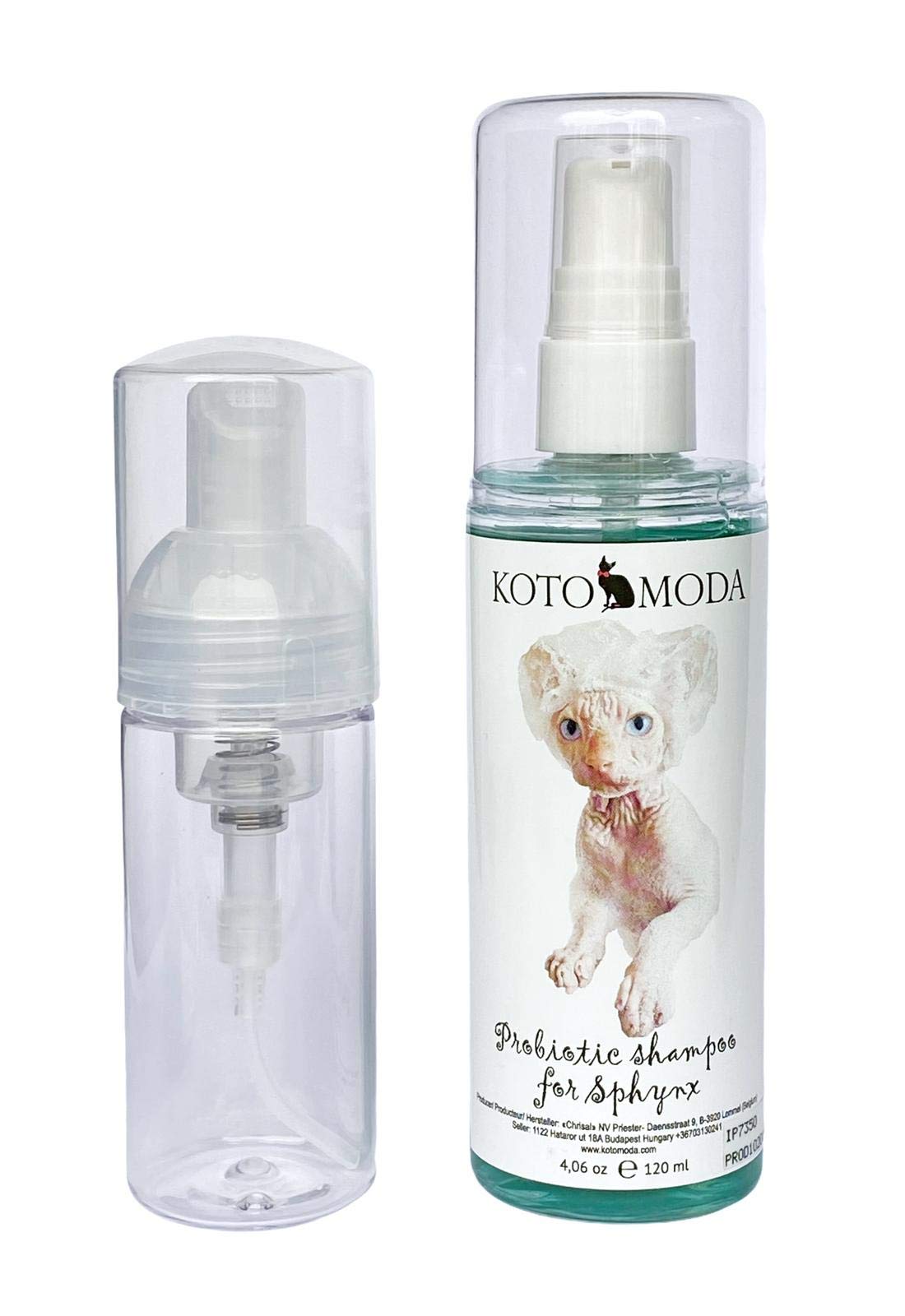 Kotomoda Sphynx Cat Shampoo For Naked And Hairless Cats 120 Ml With Foam Pump