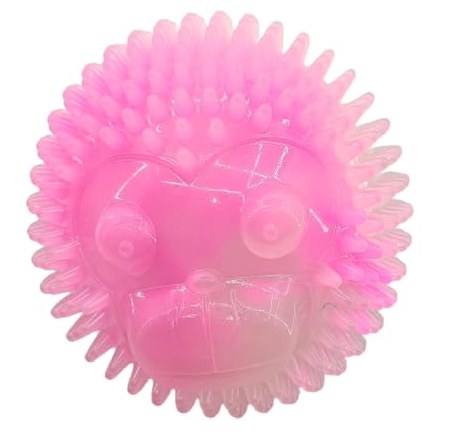 Kspups Pet Face Shape Spike Ball | Squeaky Sound 3.5 Radium Glowing Interactive Toy | Teeth Cleaning Ball Suitable For Puppies 