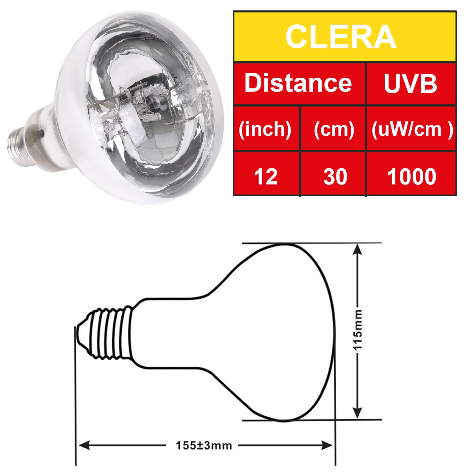 Aiicioo Uvb Reptile Light 80W - Uvb Light Bulb For Reptile Mercucry Vapor Bulb Heat Basking Lamp Bulb Full Spectrum Uva Uvb All