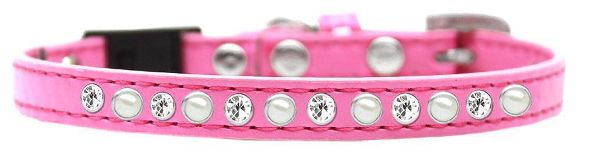 Breakaway Cat Collar, "Pearl & Clear Jewel" Aqua 10