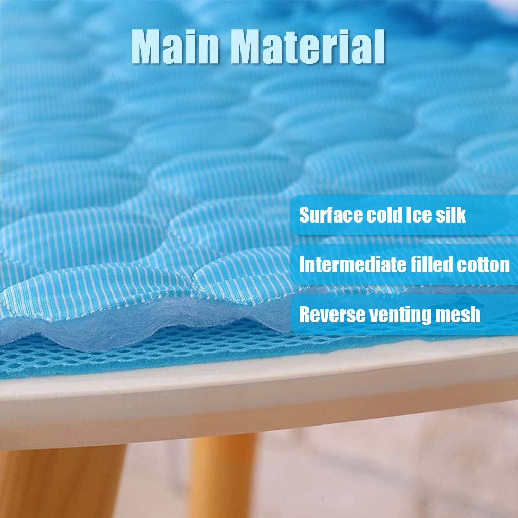 Meilimiyu Washable Dog Cooling Mat Ice Silk Cooling Mat For Dogs Pet Self Cooling Pad Blanket Dog Cooling Pad For Indoor & Outdoor Car Seats (Blue, 59X39 In)