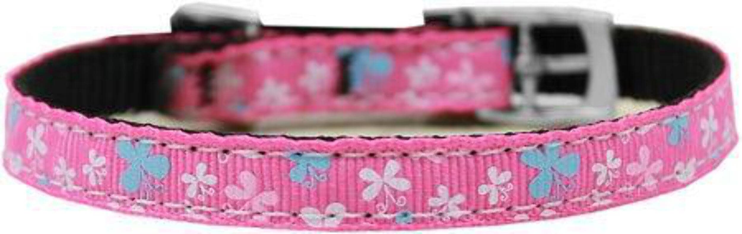 Mirage Pet Products Butterfly Nylon Dog Collar with Classic Buckle, Size 12, Blue
