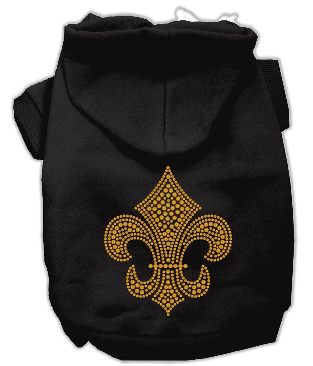 Pet, Dog & Cat Hoodie Rhinestone, "Gold Fleur De Lis" Red MD (6-10 lbs.)