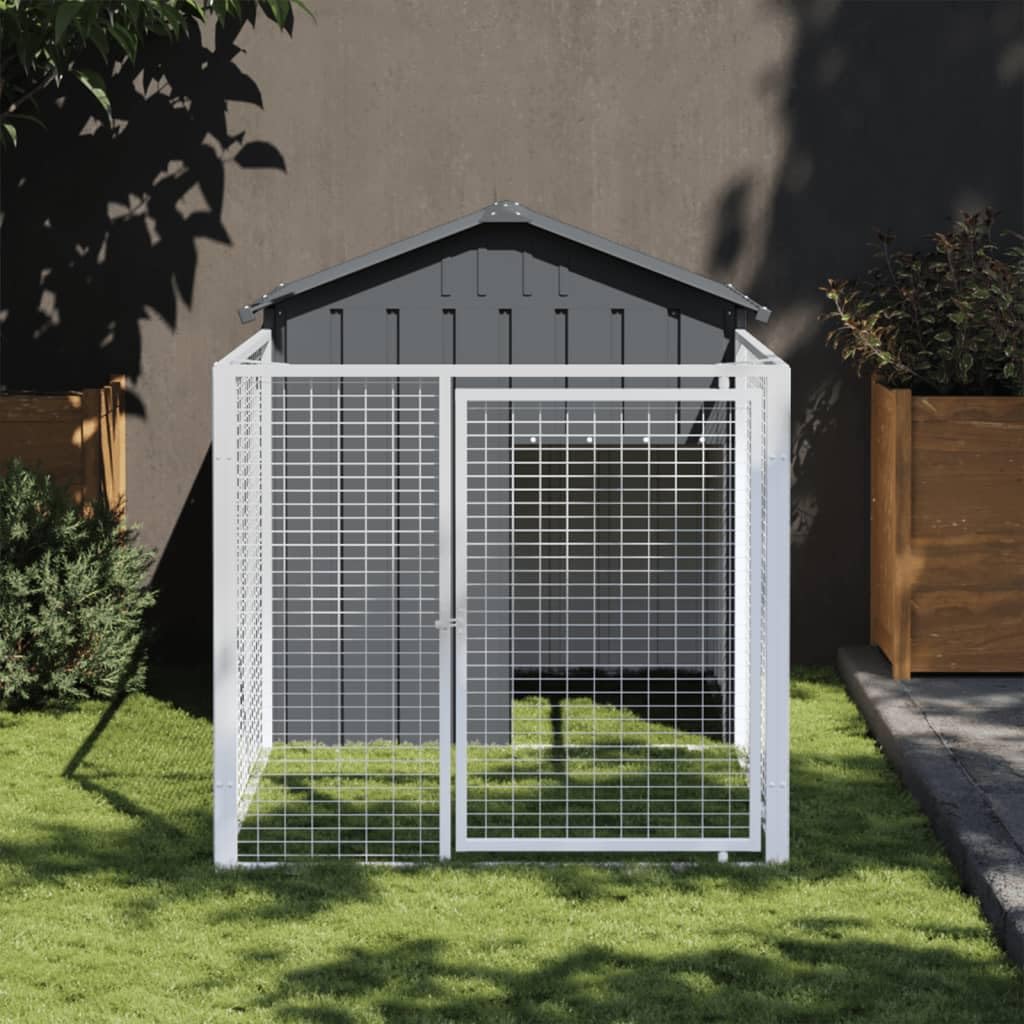 vidaXL Dog House with Roof Light Gray 46.1x320.1x48.4 Galvanized Steel