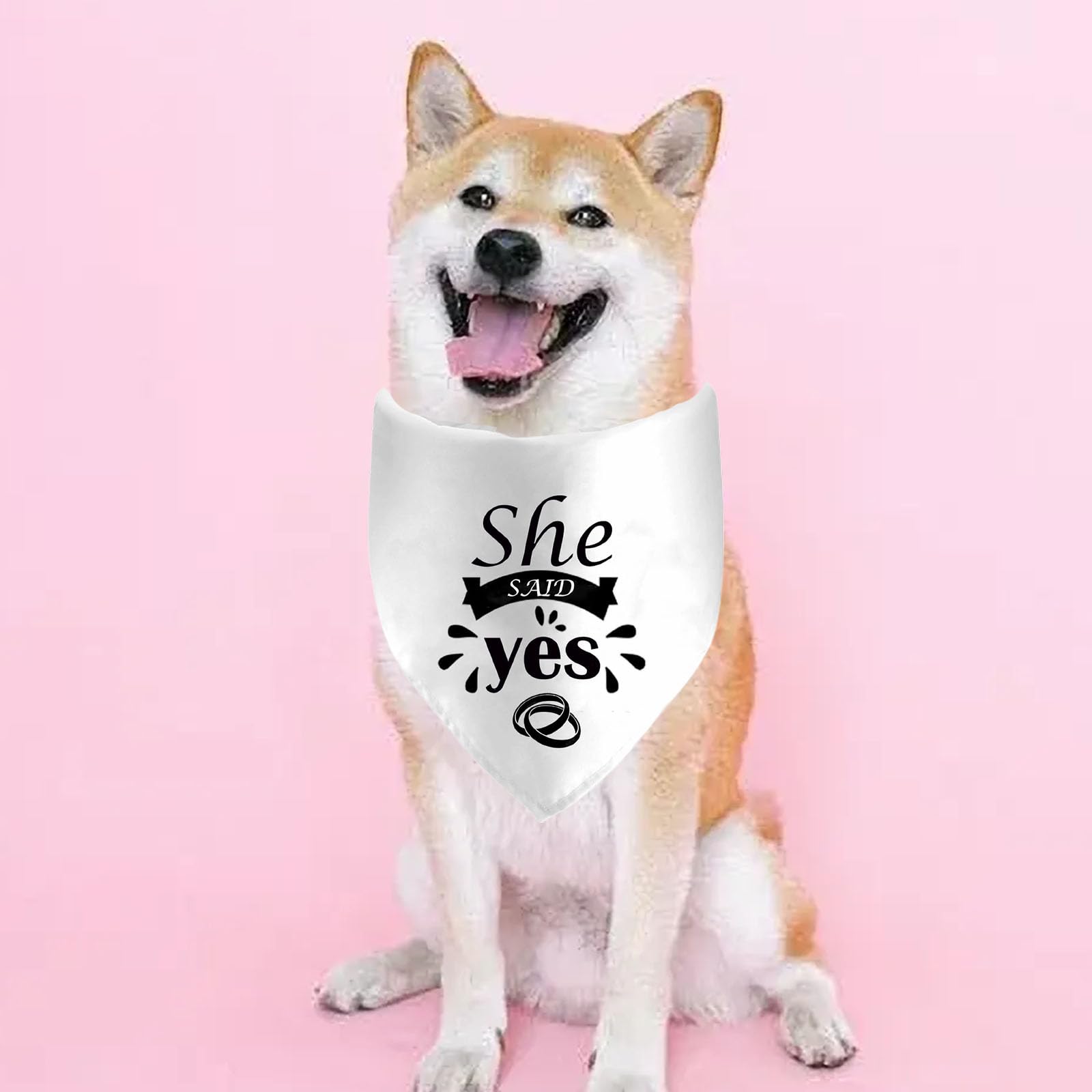 She Said Yes Dog Bandanas, Wedding Dog Scarf, Engagement Announcement Pet Scarf Accessories, Adjustable Dog Bandanas For Small M