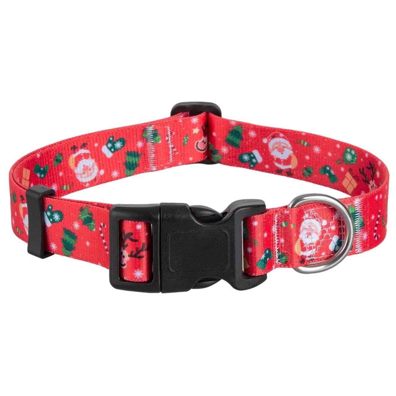 Hqyddmi Christmas Dog Collar With Santa Print, Soft Comfortable Adjustable Collars For Small Medium Large Dogs(Christmas,M)