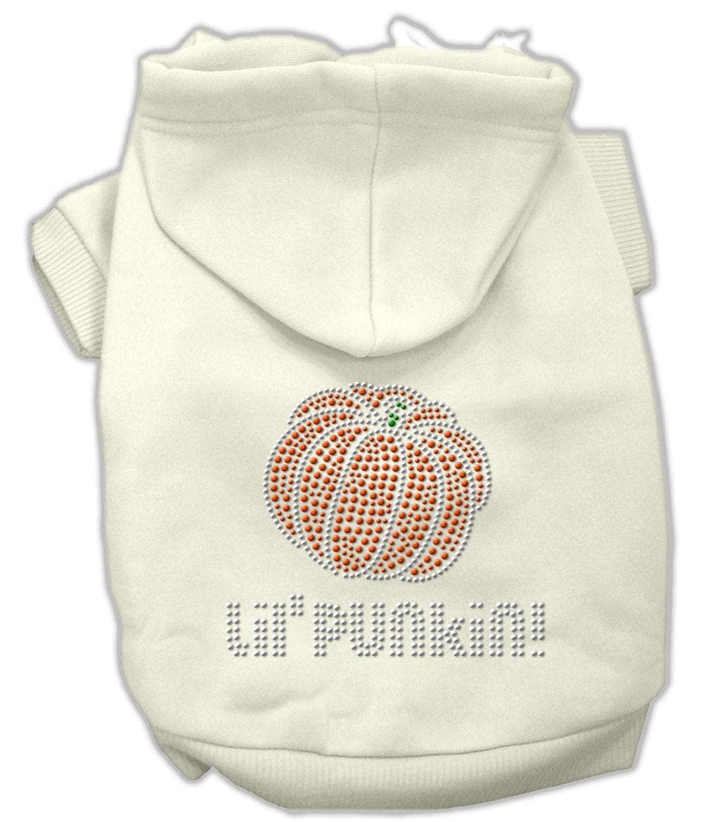 Halloween Pet Dog & Cat Hoodie Rhinestone, "Lil Punkin" Cream XL (14-20 lbs.)