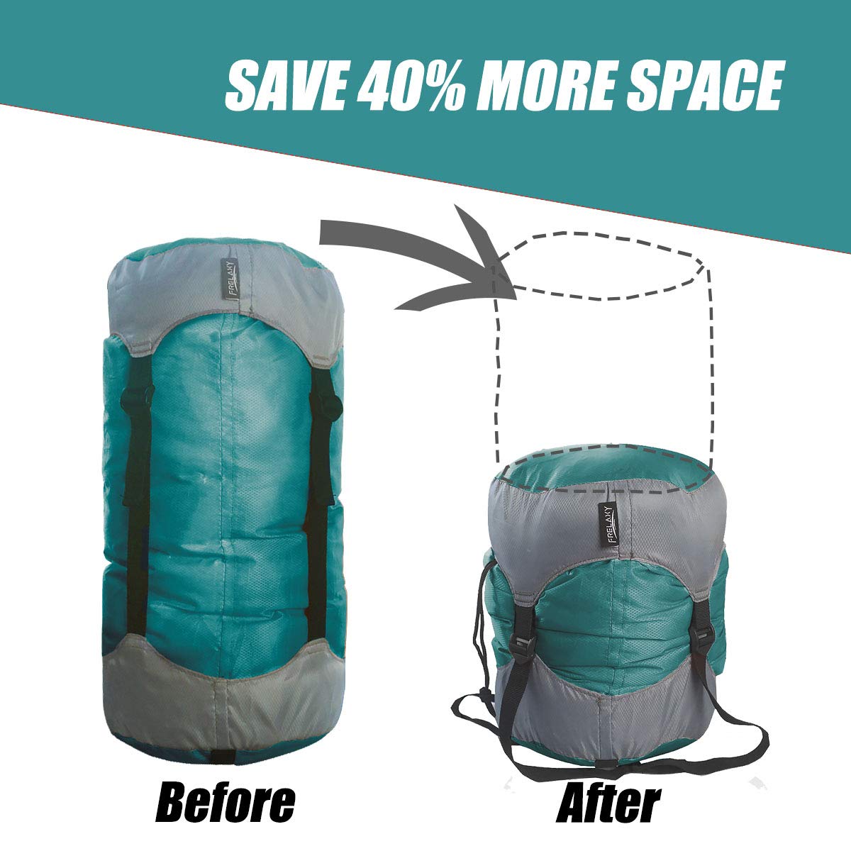 Frelaxy Compression Sack, Ultralight Sleeping Bag Stuff Sack Compression Stuff Sack - Space Saving Gear For Camping, Hiking, Bac