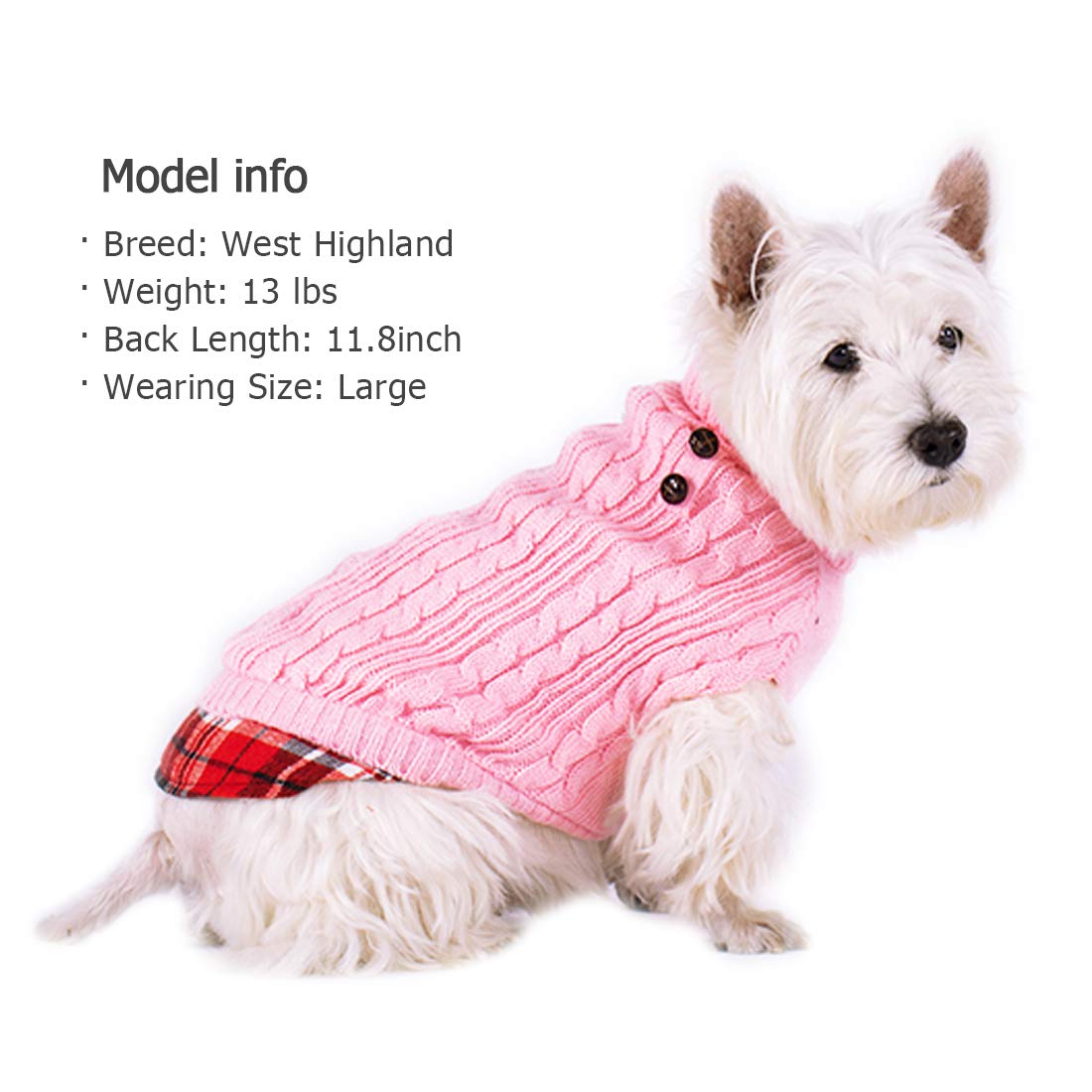 Kyeese Dog Sweaters With Leash Hole Dog Turtleneck Sweater Knitwear With Gingham Warm Pet Coat For Fall Winter