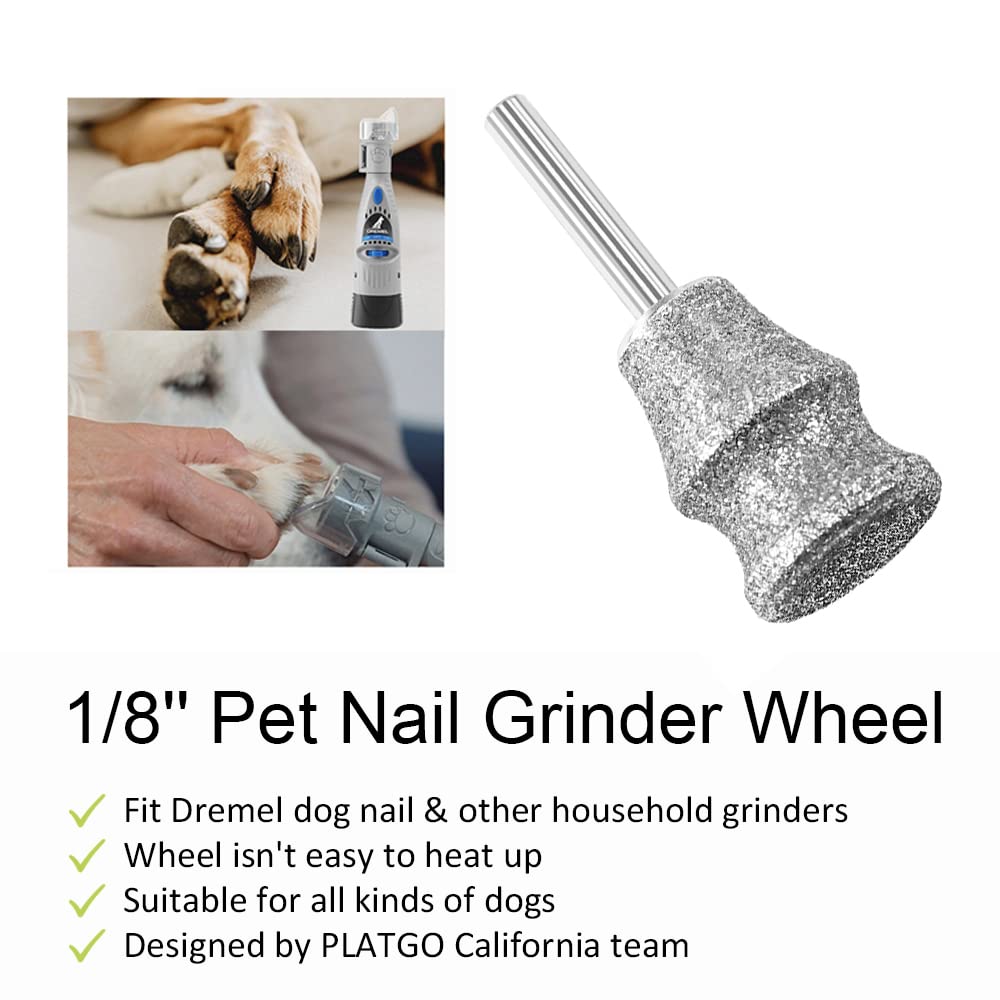 Platgo Diamond Dog Nail Grinder For Dremel, Diamond Sanding Drums, Diamond Rotory Bit For Dogs&Pets Nail Care, 1/8'' Nail Dremel
