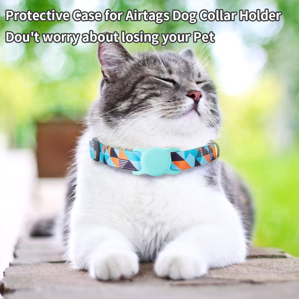 Airtag Cat Collar, Animire Soft Neoprene Padded Air Tag Collar For Extra Small Dogs, Polyester Puppy Pet Collar With Silicone Airtag Case Holder Accessories, 8'-12' Neck