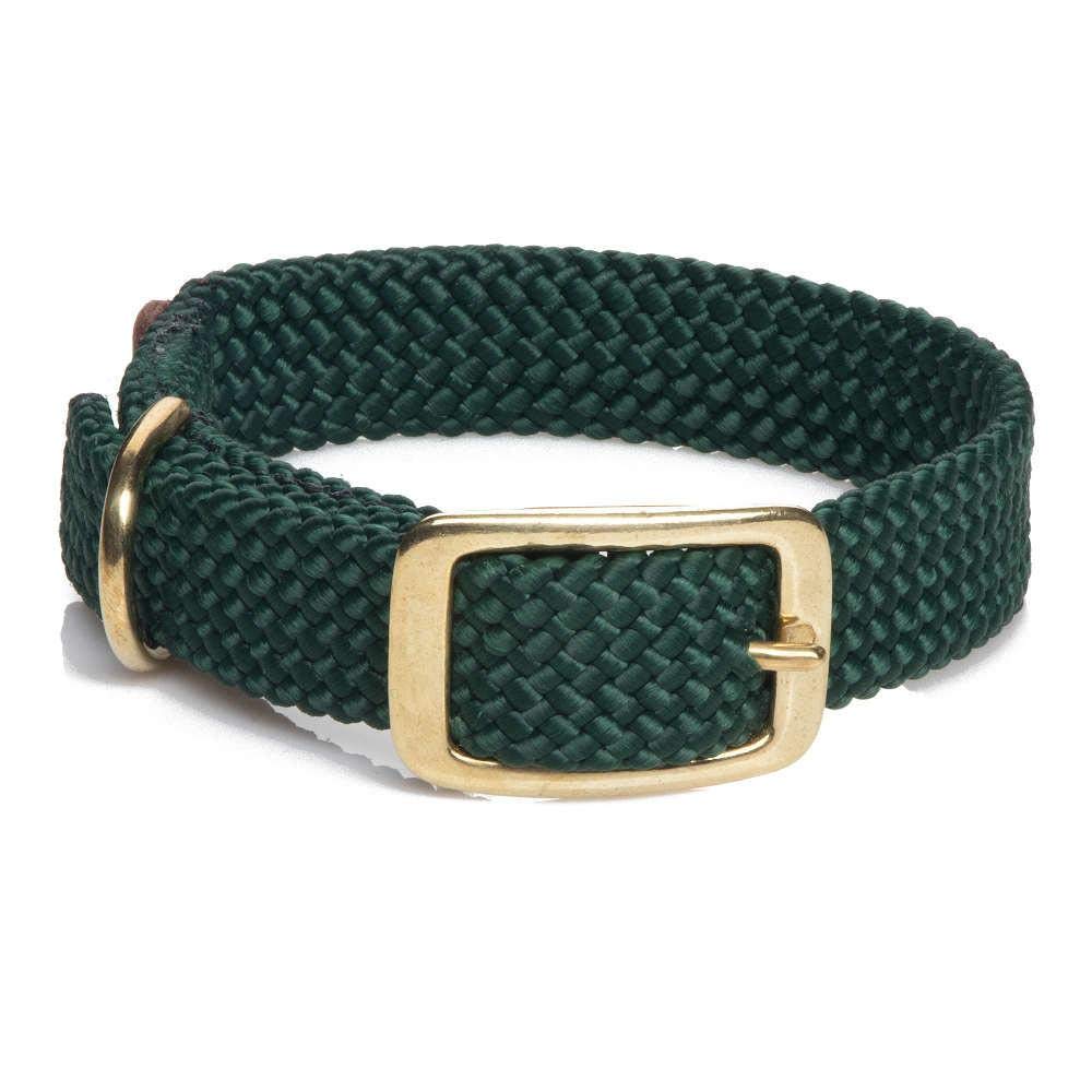 Mendota Pet Double Braid Collar - Brass - Dog Collar - Made In The Usa - Hunter Green, 1 In X 18 In Standard