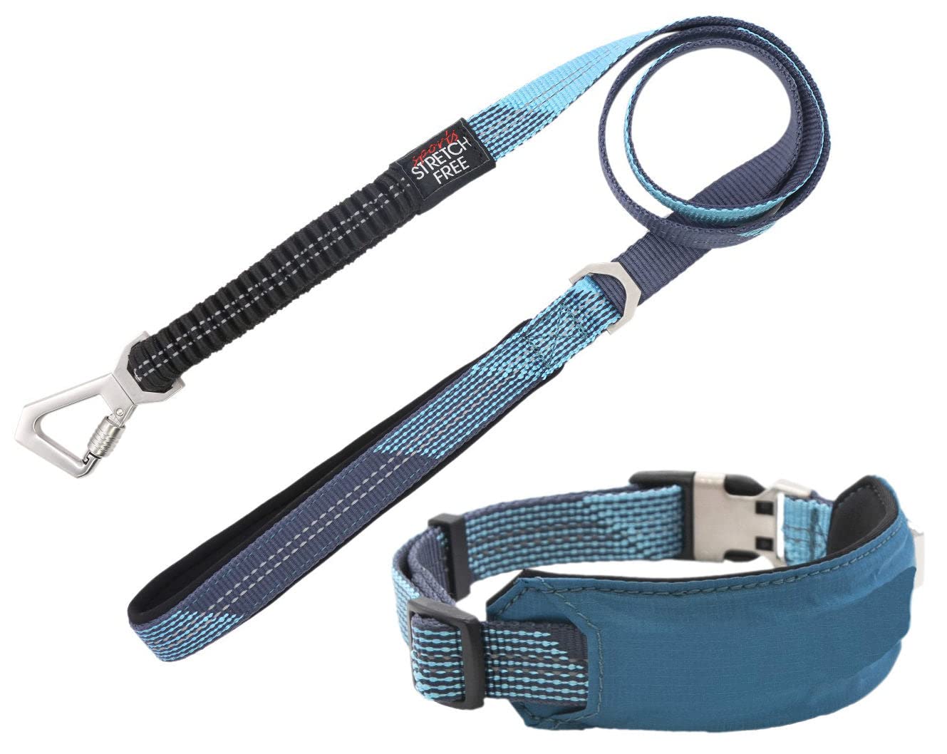 Pet Life Geo-Prene Shock Absorbing Neoprene Reflective Dog Leash And Collar, Sm, Blue