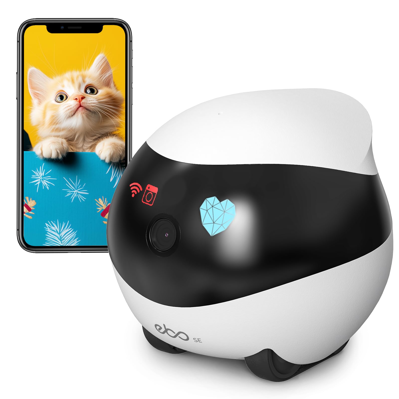 Enabot Home Security Camera Ebo Se: 1080P Indoor Cam Battery-Operated, Auto-Recharge, Night Vision, Wireless Camera For Pet/Elde