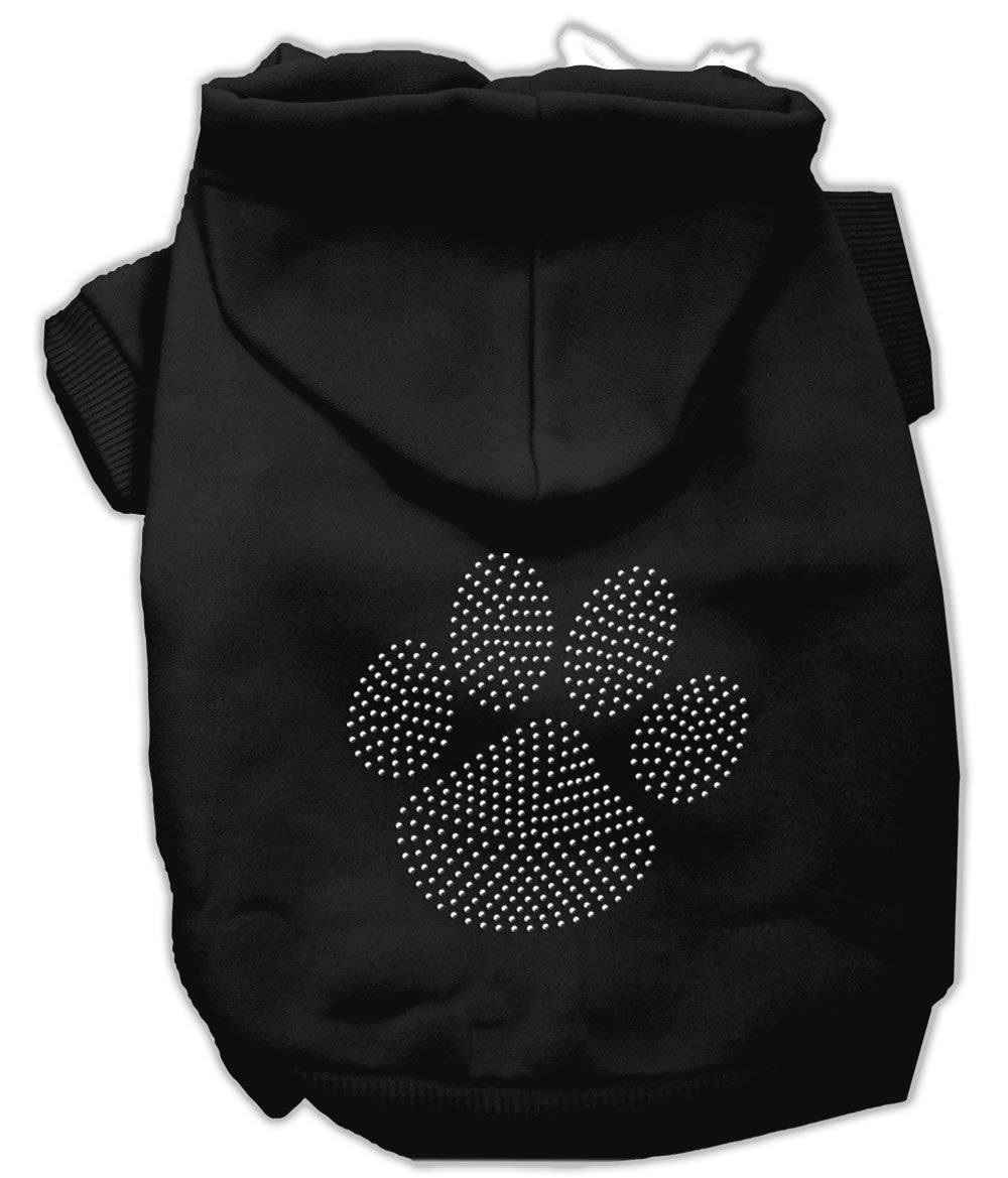 Pet, Dog & Cat Hoodie Rhinestone, Clear Paw Black LG (10-14 lbs.)
