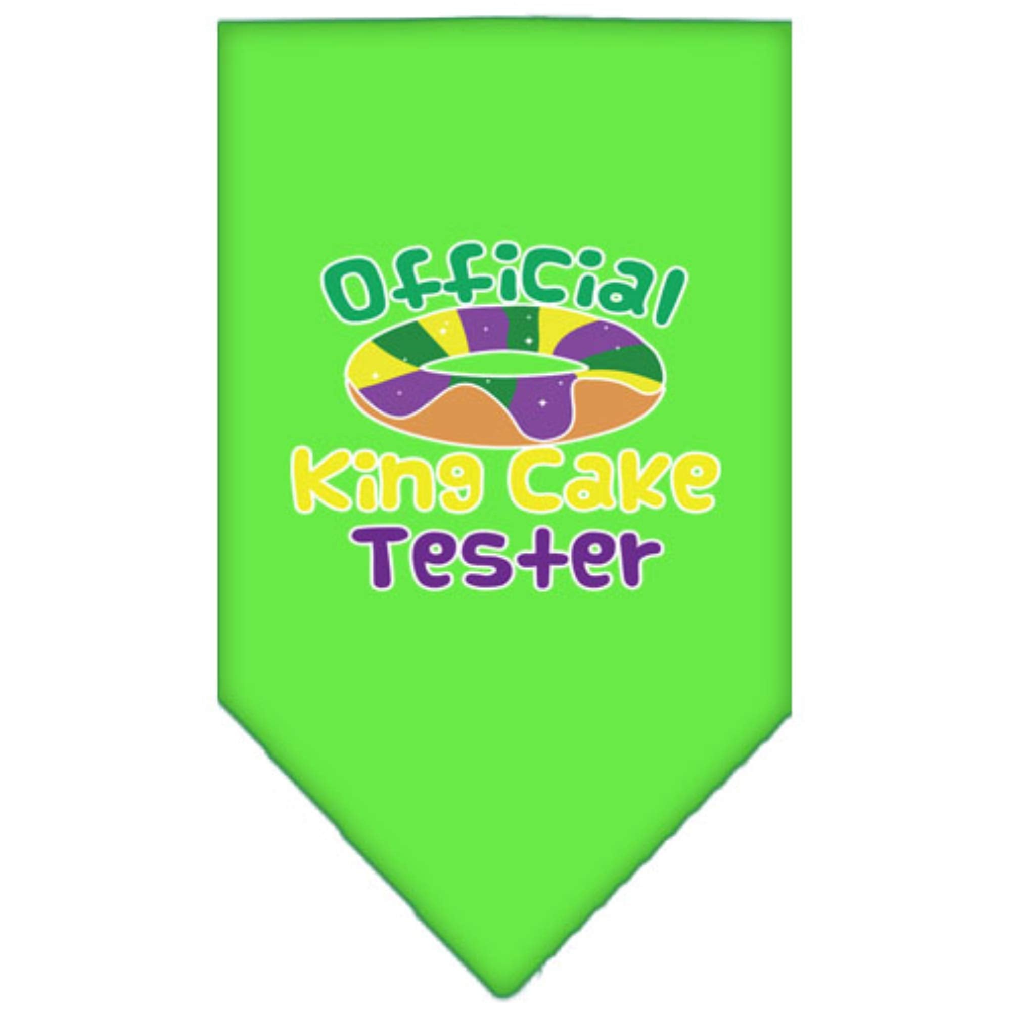 Mirage Pet Product King Cake Taster Screen Print Mardi Gras Bandana Lime Green Large