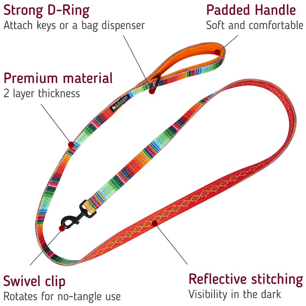 Leash Boss 6Ft Dog Leash | Ultra Comfort Double-Thick Soft Padded Handle | Reflective Leash For Large Dogs, Medium Dogs | Heavy Duty Leash For Large Breed Dogs | Nylon Leash For Small Dogs/Puppies