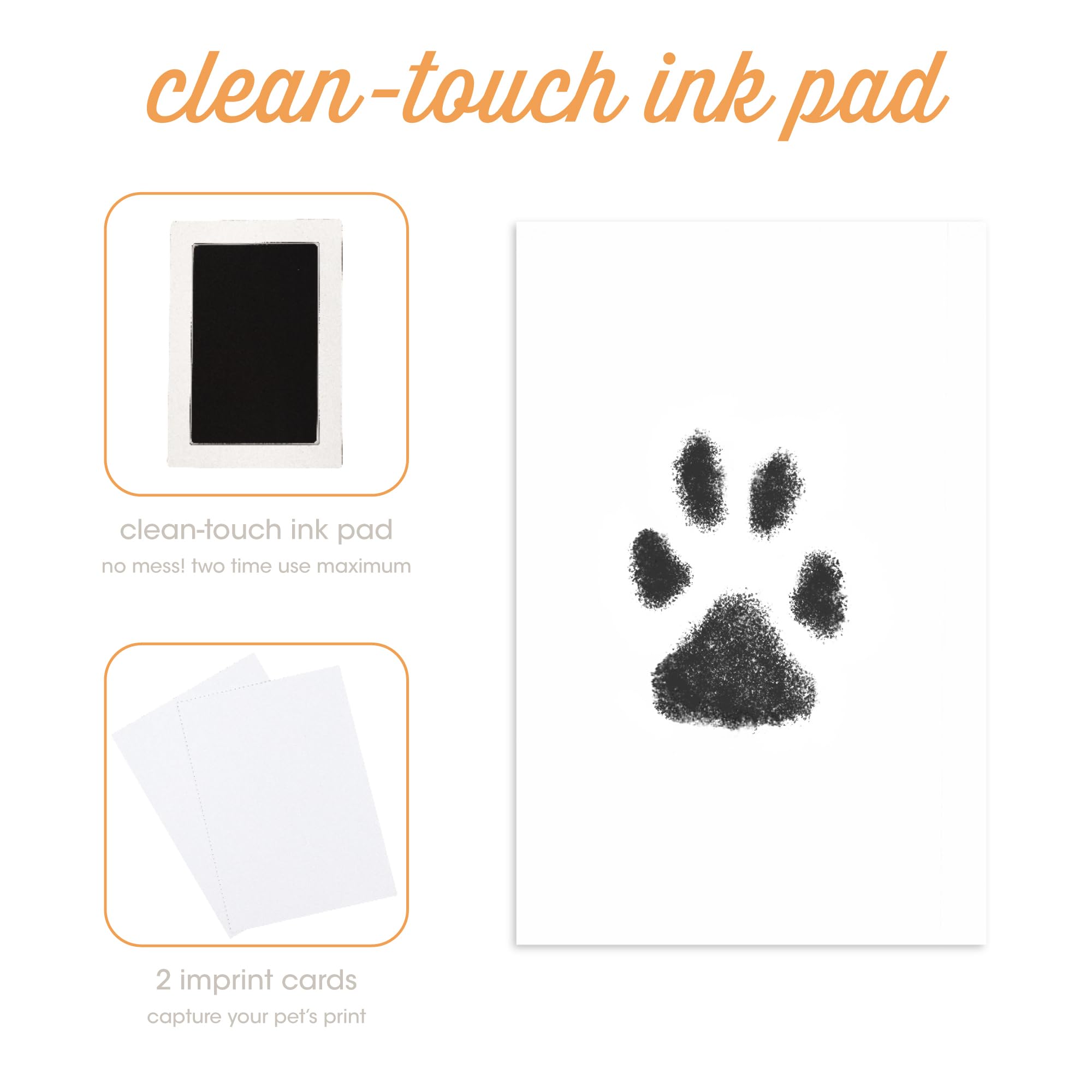 Pearhead Pet Pawprints Desk Picture Frame, Pet Memorial Keepsake, White Photo Frame For Pet, Imprint Kit