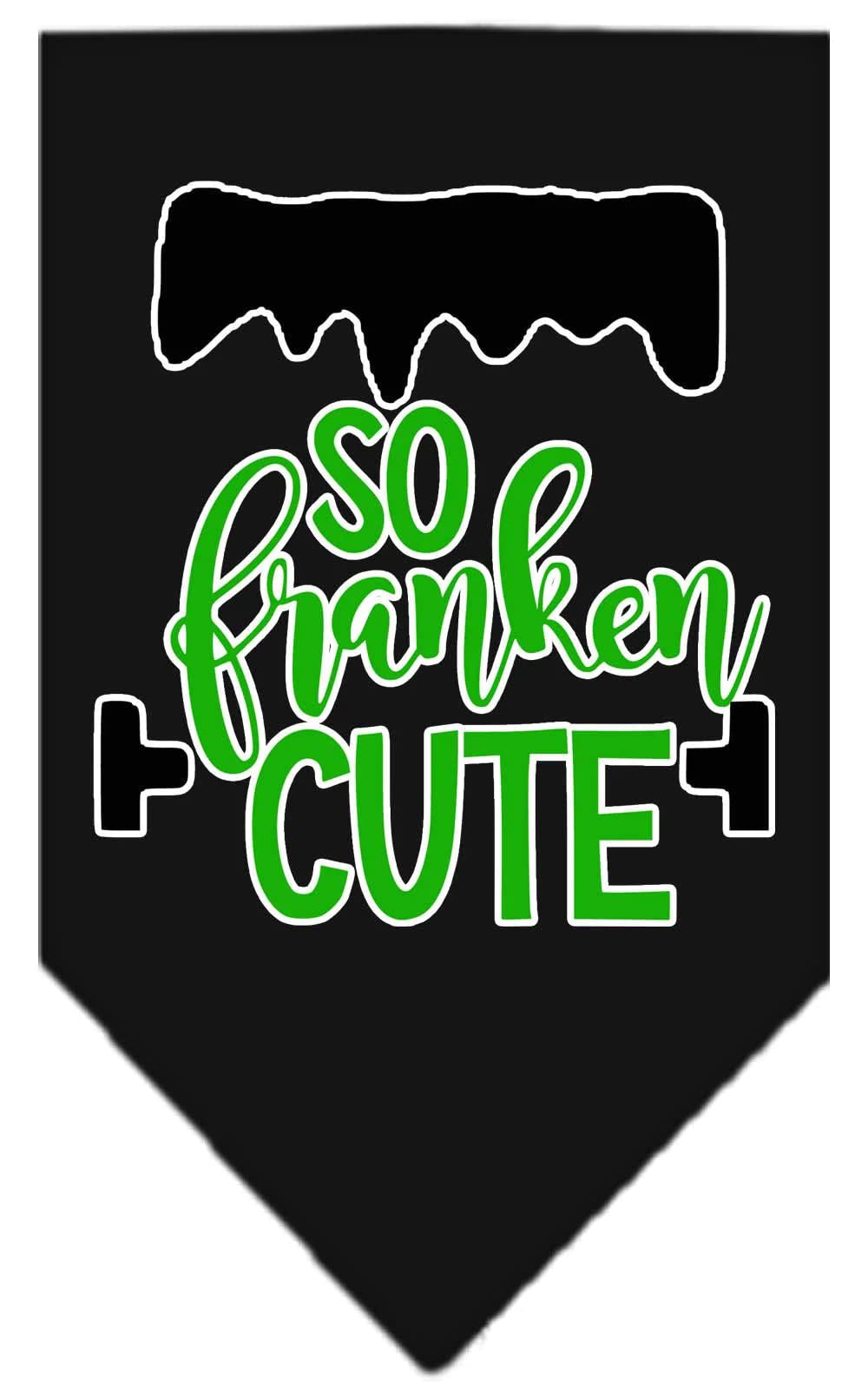 Halloween Pet and Dog Bandana Screen Printed, "So Franken Cute" Orange Small