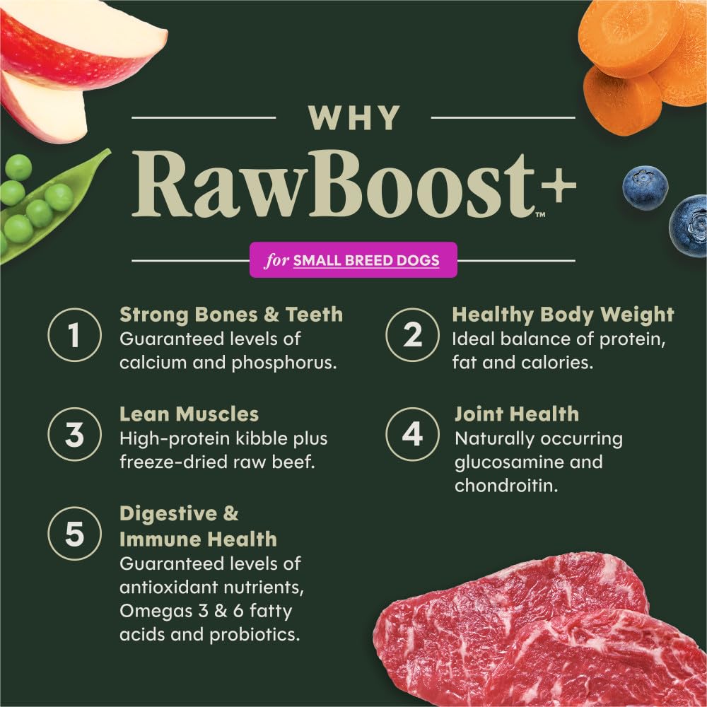 Instinct Raw Boost Small Breed, Natural Dry Dog Food with Freeze Dried Pieces, High Protein, Grain Free Recipe - Real Beef, 3.5