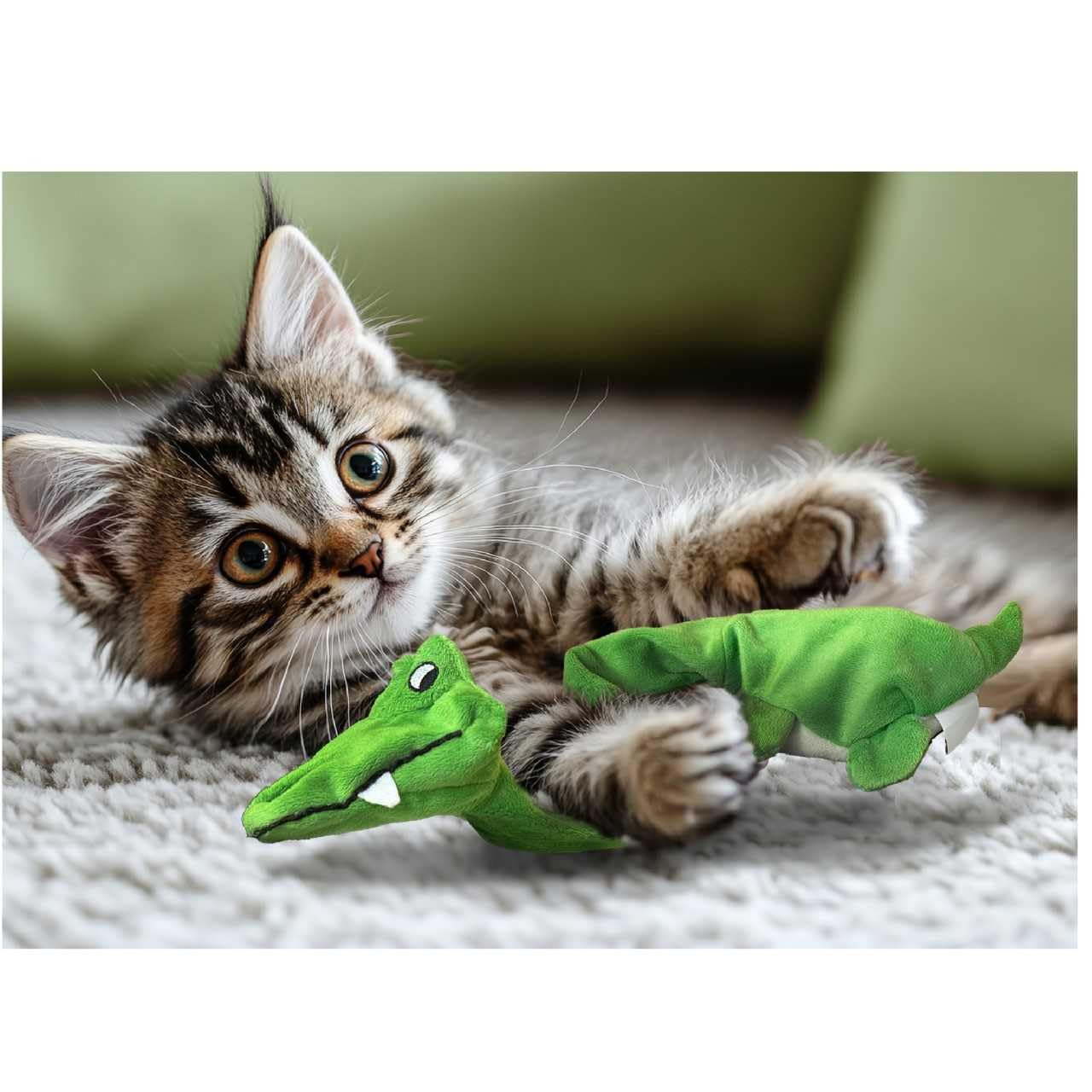 Trenton Gifts Extra Long Stuffing Free Dog Toys With Squeaker. Set Of 2. Giraffe And Alligator