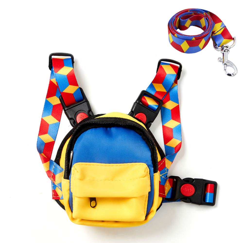 Icicecream Colorful Lightweight Dog Backpack With Free Leash Adjustable Cute Water Repellent Harness With Breathable Mesh Material Saddle Bag For Small, Medium & Large Dogs Outdoor Hiking(Yellow)