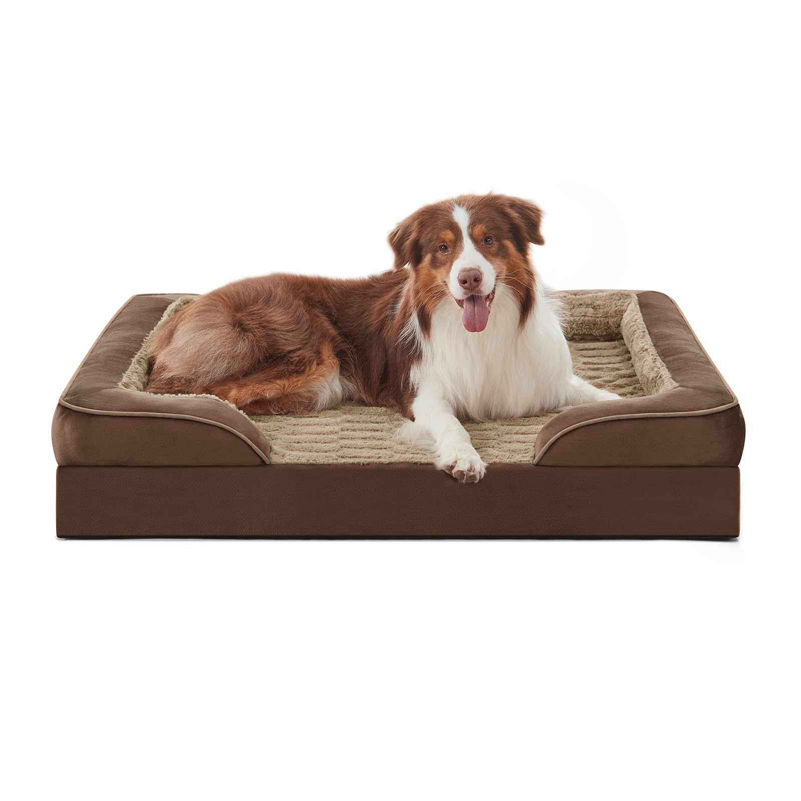 Furtime Orthopedic Dog Beds For Large Dogs, Egg Foam Dog Bed With Ultra Comfy Supportive Foam, Washable & Waterproof Pet Couch, 