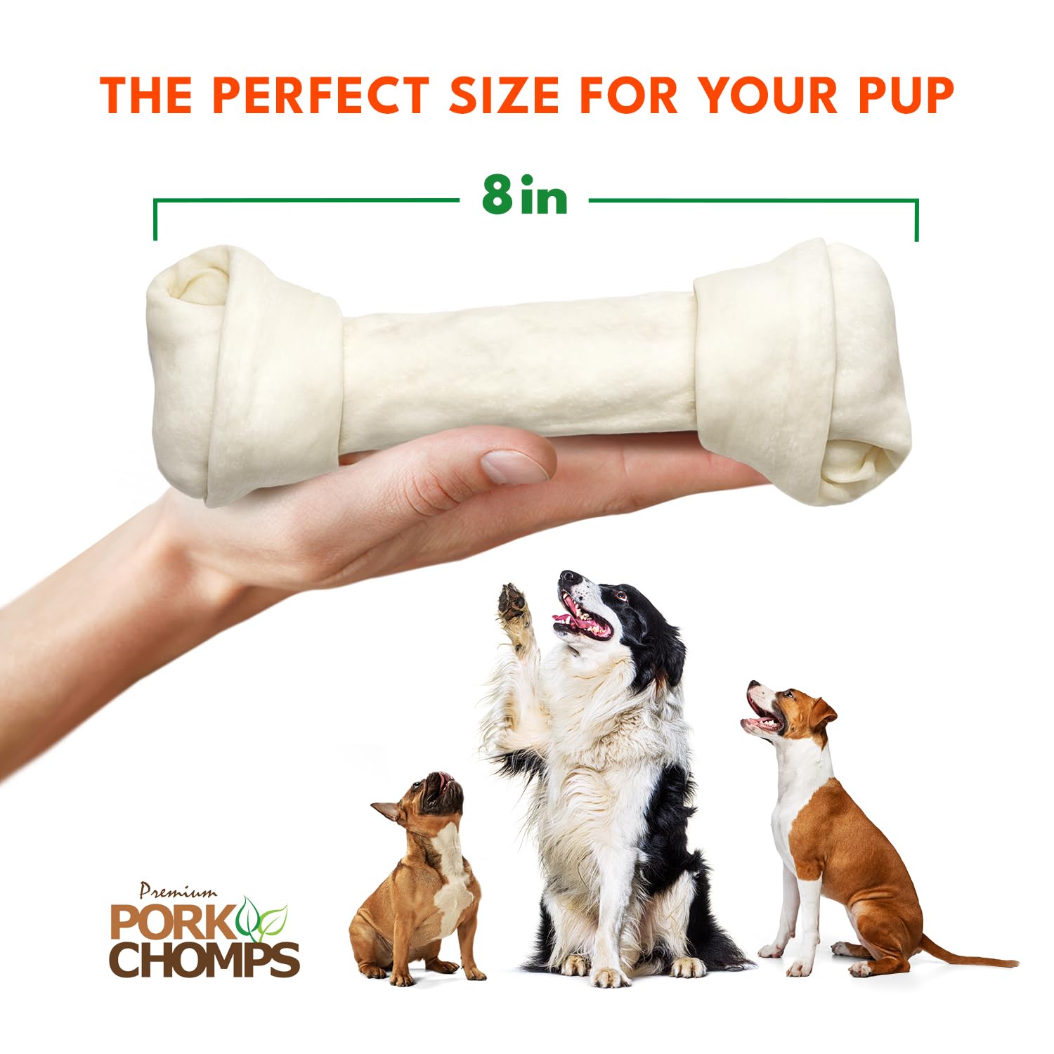 Pork Chomps Baked Pork Skin Dog Chew, 8-inch Knot, 1 Count