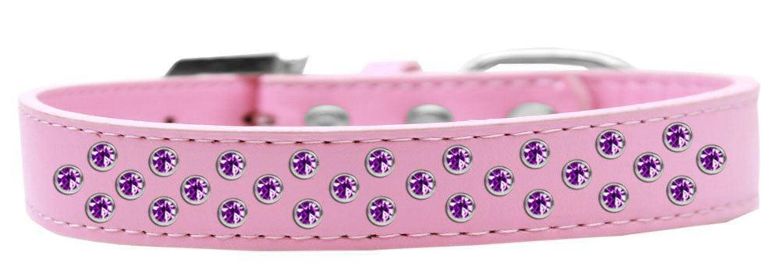 Mirage Pet Products Sprinkles Dog Collar with Purple Crystals, Size 20, Light Pink