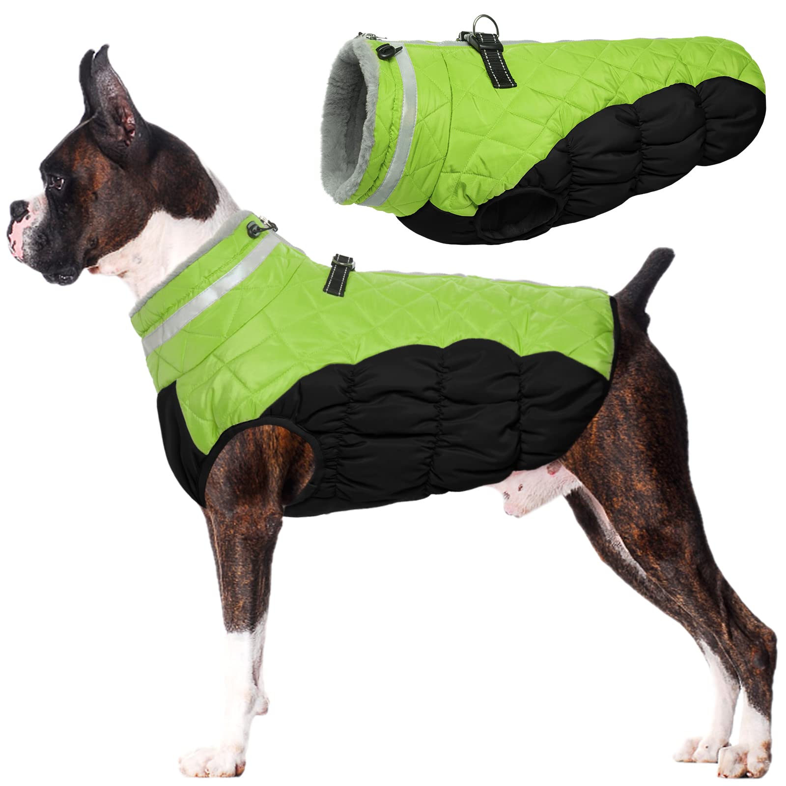 Lelepet Warm Dog Winter Coat,Medium Dog Coat Waterproof Dog Jacket With Harness Dog Padded Vest Windproof Reflective Dog Fleece Jacket Vest Turtleneck Zippered Dog Snow Coat Dog Coat For Medium Dogs