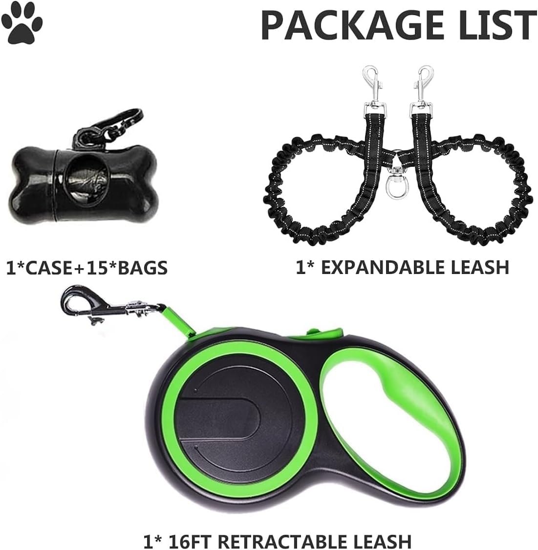 Haivebo Dual Retractable Dog Leash For 2 Dogs - 16Ft Heavy-Duty Retractable Leash For Small To Medium Dogs Up To 44Lbs, One-Hand