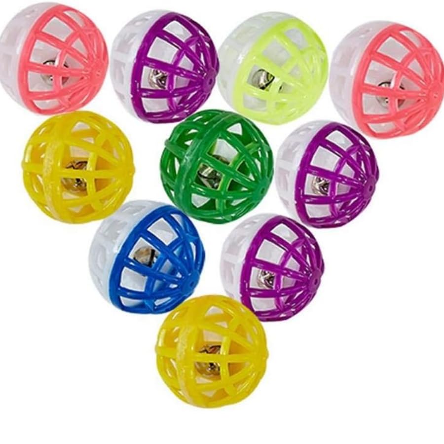 Kittupet Cat Toy Ball With Bell Plastic Lattice Jingle Balls Kitten Chase Pounce Rattle Toy Pack Of 6 Pcs Ball