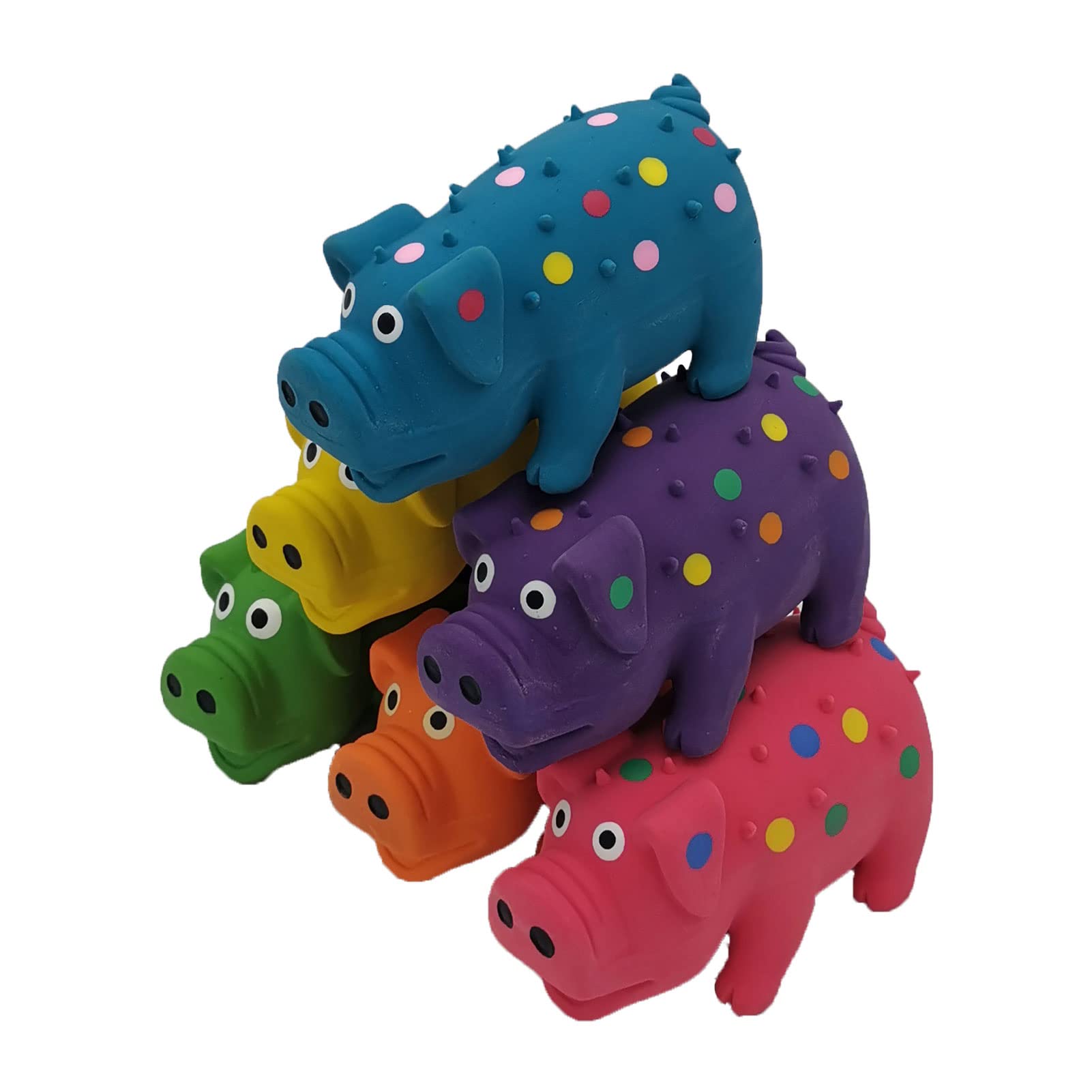 Hoiasem 6 Pack 4 Inch Mini Latex Dog Squeaky Toys Polka Dot Piglet Pig Dog Toy For Mimi Small Dogs