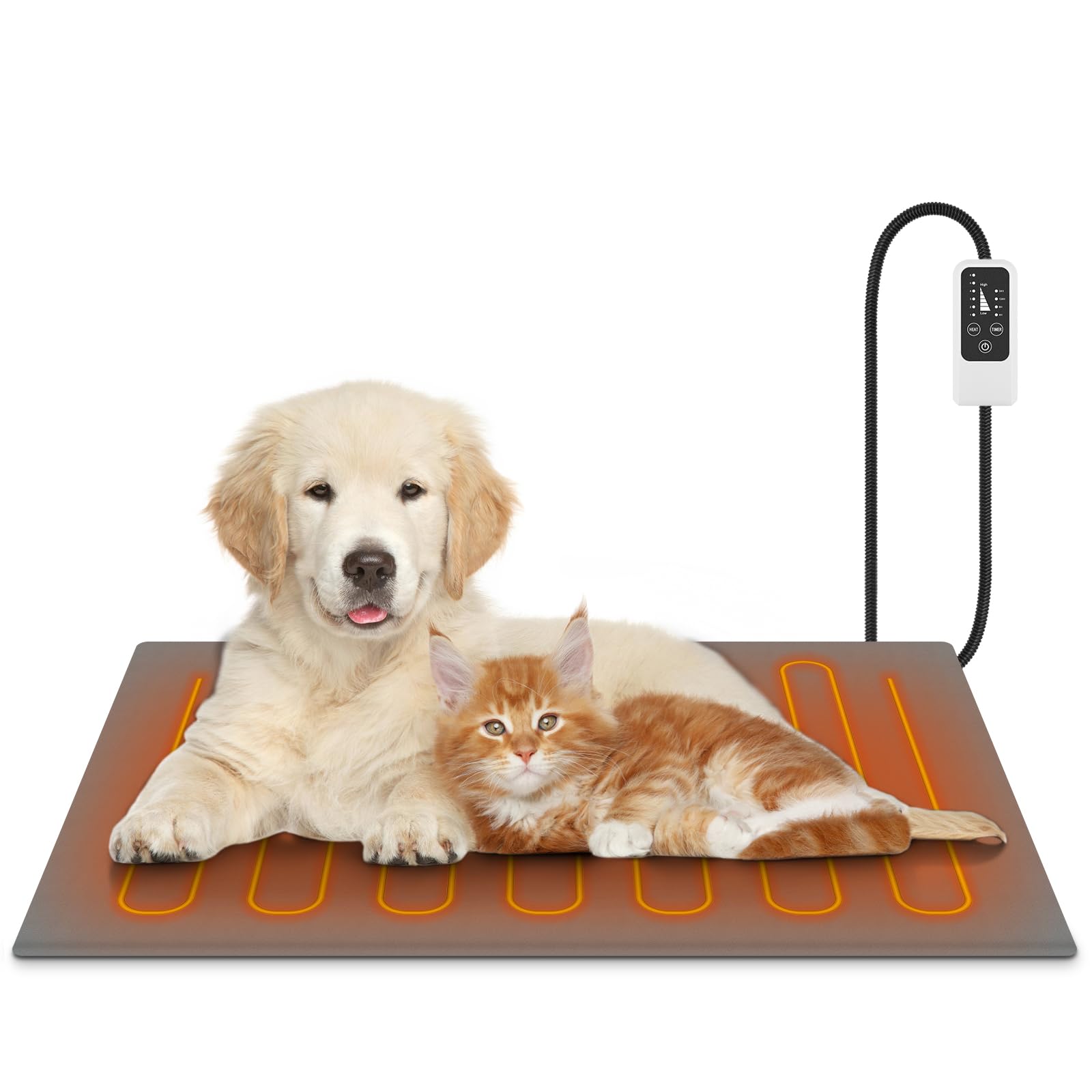 Pet Heating Pad, Waterproof Dog Cat Heating Pad With Timer Smart Thermostat Switch Chew Resistant Cord, Cat Heating Pad Indoor H