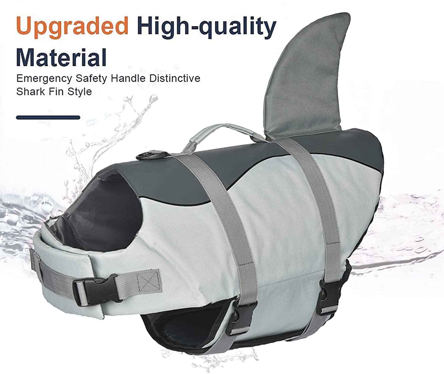 Dog Shark Life Jacket, Dog Life Vest For Swimming Adjustable Pet Life Preserver With Rescue Handle Large