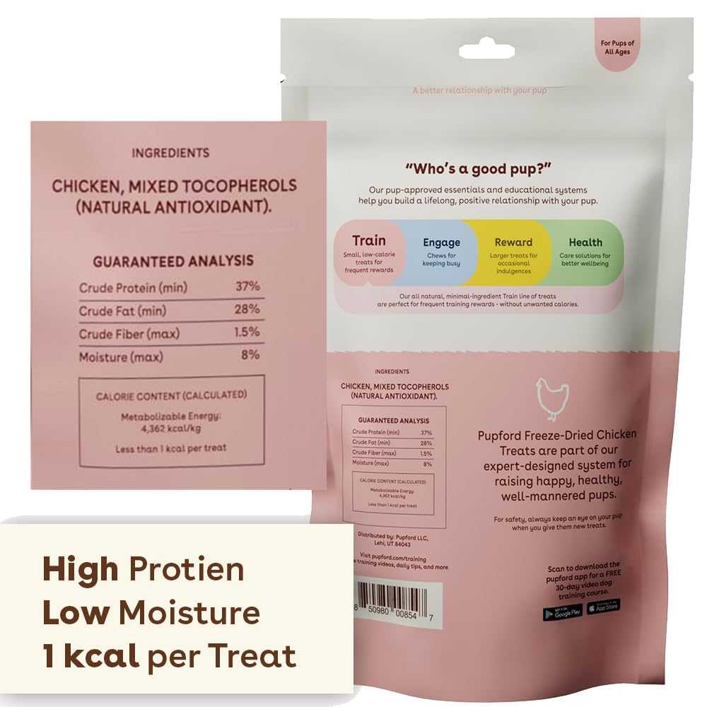 Pupford Freeze Dried Training Treats for Dogs & Puppies, 1800+ Limited Ingredient Bites (1lb Chicken Bundle)