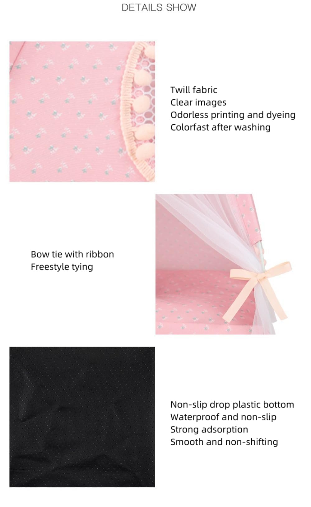 Cat Bed Tents Dog House Indoor Outdoor Lace Mesh Breathable Windows Door Curtains Removable Portable Nest Teepe House (Medium,Pi