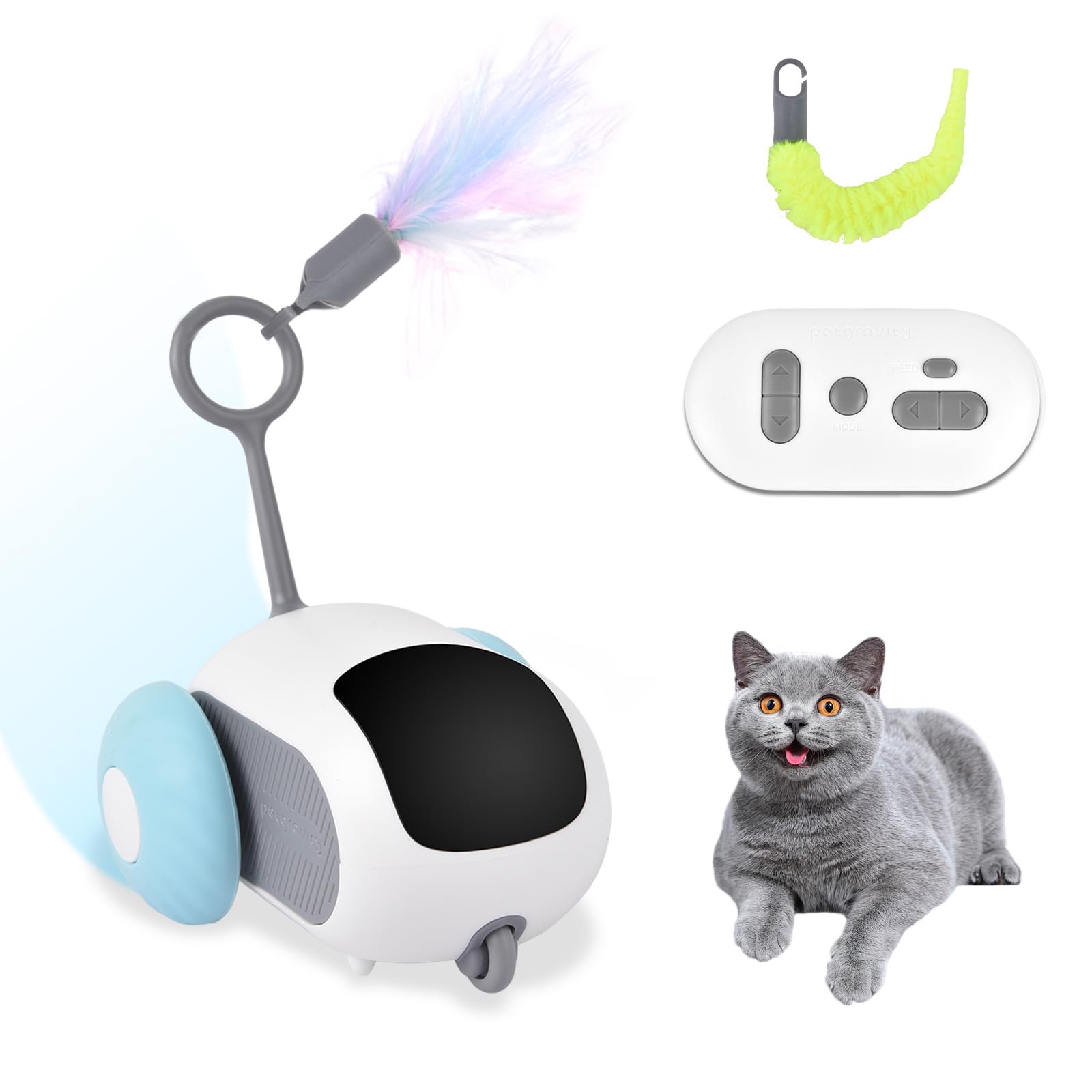 Petmolico Smart Interactive Cat Toy Remote Control Cat Exercise Toys For Bored Indoor Electronic Cat Toys Blue