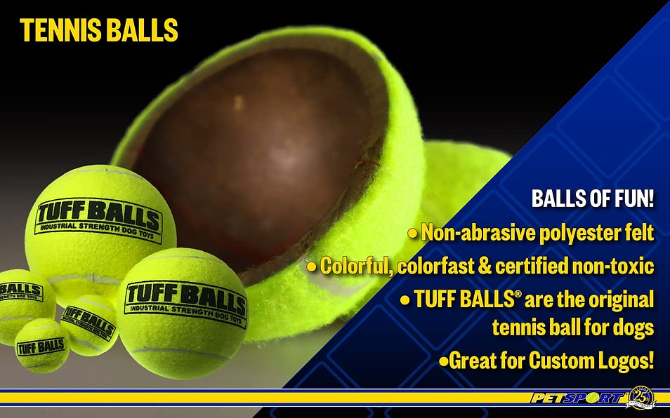 Petsport Usa 4' Giant Tuff Balls For Large Dogs [Pet Safe Non-Toxic Industrial Strength Tennis Balls For Exercise, Play Time & Dog Training](12 Pack)