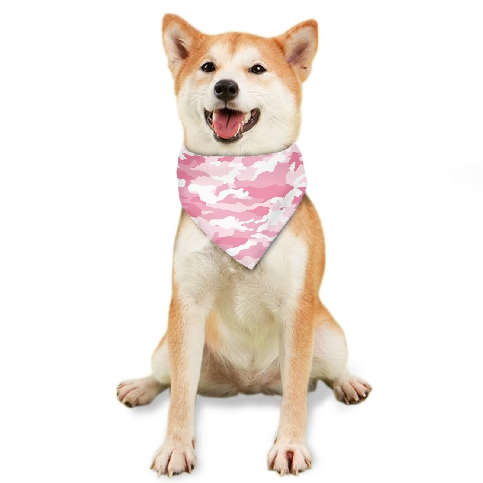 Jeiento Pink Camo Bandanas - Washable Triangle Dog Bibs & Hankerchiefs For Small, Medium & Large Dogs - Comfortable Scarfs For G