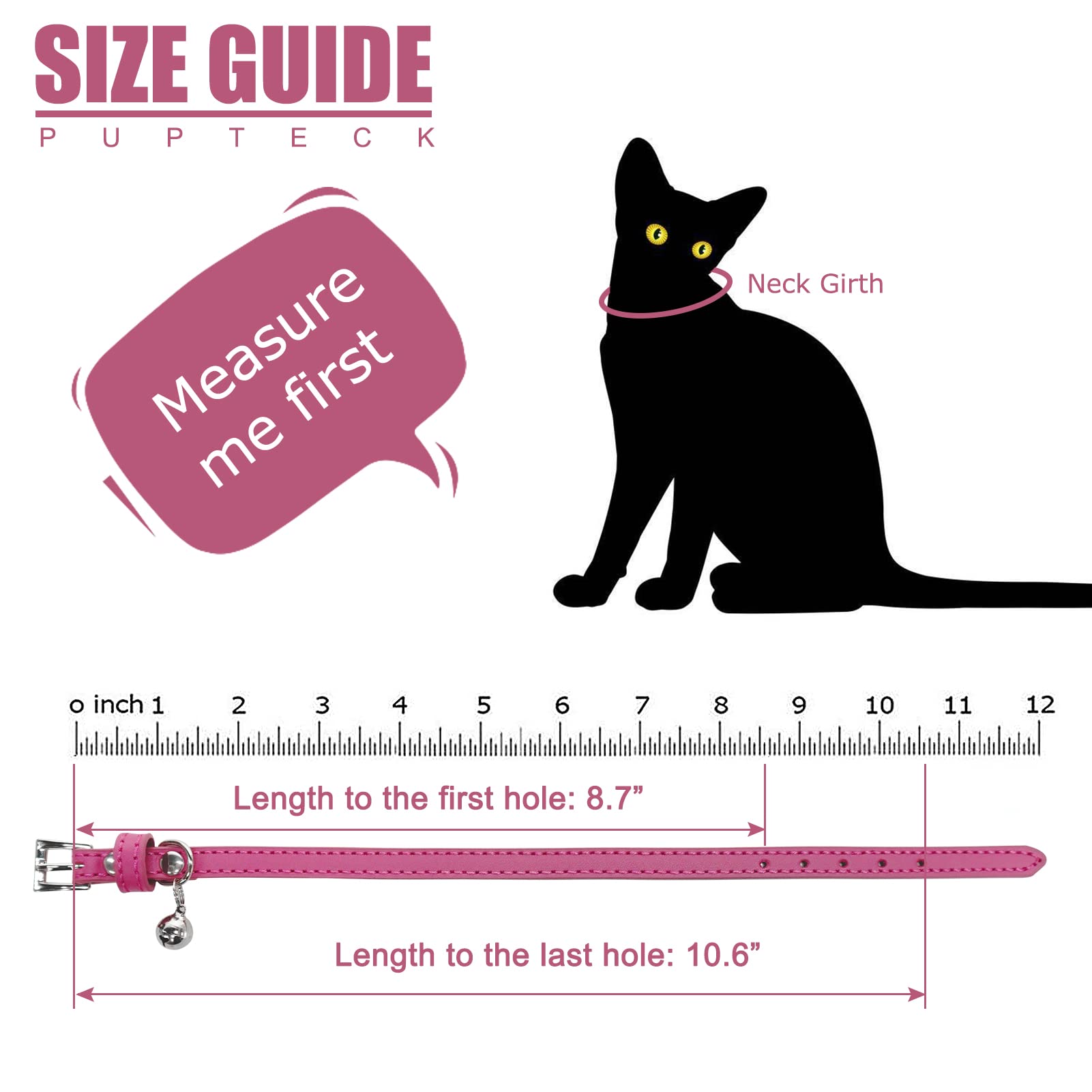 Pupteck 2 Pcs Soft Leather Cat Kitten Collar With Bells Adjustable For Girl Boy Cats Puppy