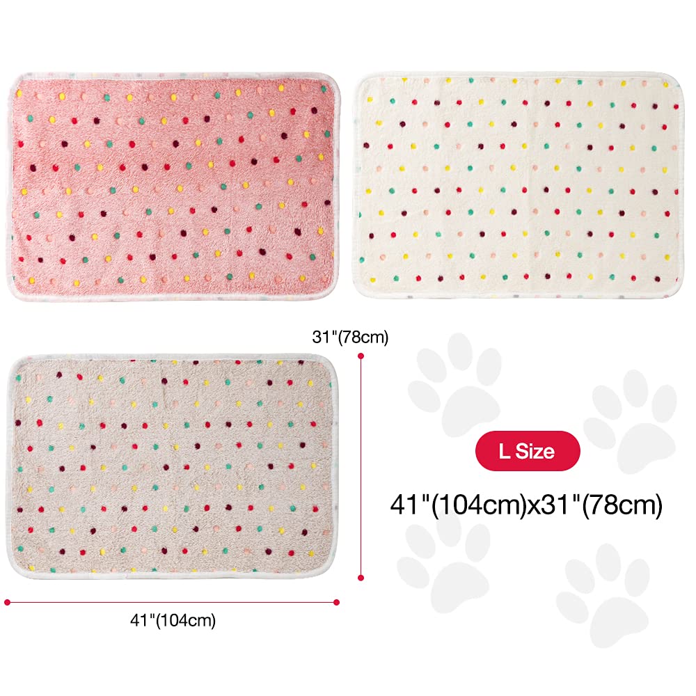Dono 1 Pack 3 Dog Blankets, Soft Fluffy Fleece Pet Blanket Warm Sleep Mat Paw Print Design Puppy Kitten Throw Blanket Doggy Mat,