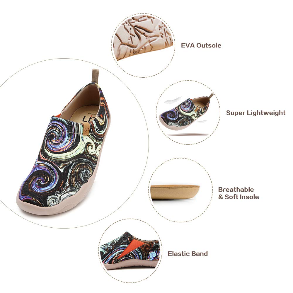 Uin Womens Starryanight Painted Canvas Slip-On Shoes Fashion Ladies Travel Shoes Black (65)