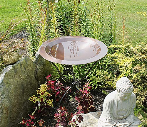 Achla 24-in Round Classic Copper Birdbath Bowl, Brass - Durable Brass Material, Model CBB-01
