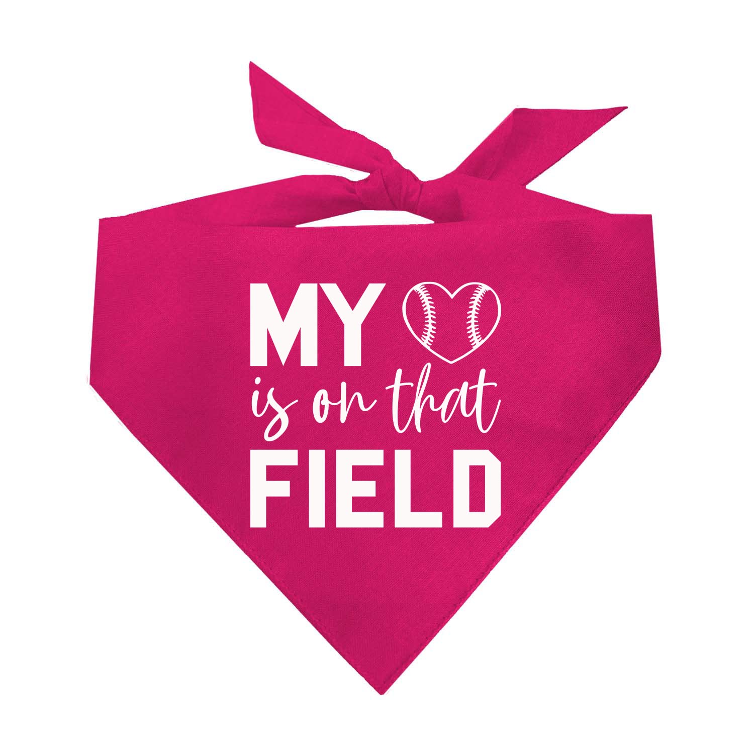 My Heart Is On That Field Baseball Dog Bandana (1044 Hot Pink, X-Small)