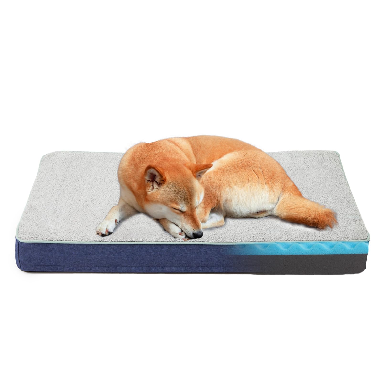 Urgvanz Pet Orthopedic Memory Foam Dog Bed,Cooling Dog Beds For Large Dogs,Washable Pet Beds For Crate With Plush Cover, Waterpr