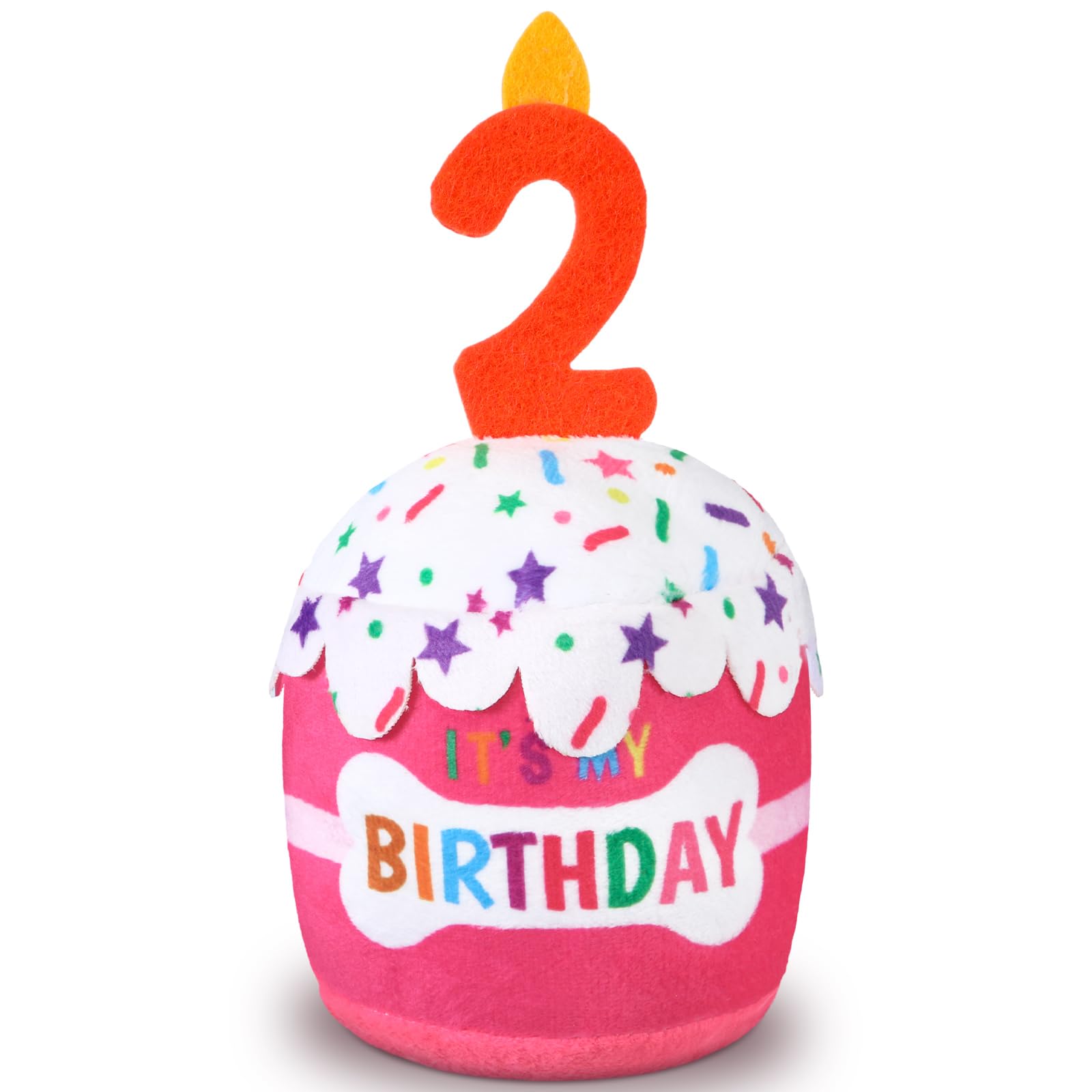 Dansydaisy Dog 2Nd Birthday Cake Toy Accessories For Girl Boy Gifts, Pink Squeaky Plush Toy For Dog Birthday Party Decor Favor F